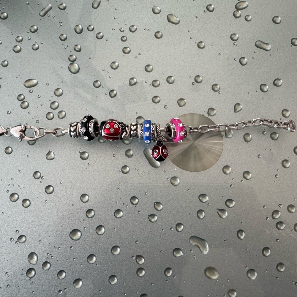 Brighton Six (6) spacers and One (1) Ladybug Charm Silver Bracelet